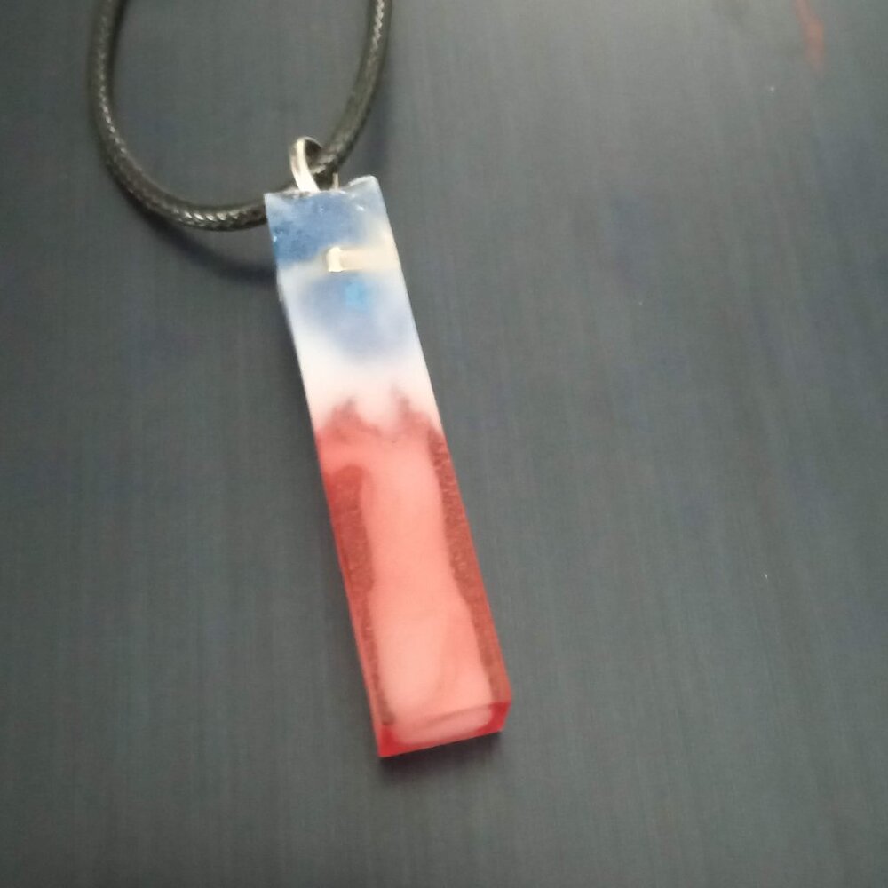 Handmade Red White Blue Patriotic Pendant Necklace